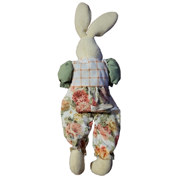 Vtg Stuffed Easter Bunny Rabbit Floral Carrots Ruffles - Picture 5 of 8